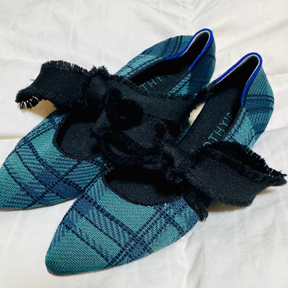 Rothy's Women's Special Edition The Point Mary Jane Bow in Pine Plaid